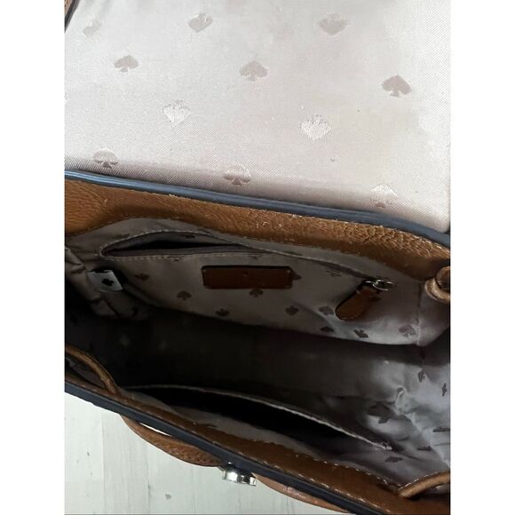 Kate Spade New York Leila Medium Flap Backpack Brown Pebbled Leather - Picture 9 of 14